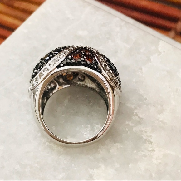 Dome Cocktail Ring Garnet Amethyst and Cubic Zironia Size 6 - Picture 6 of 9